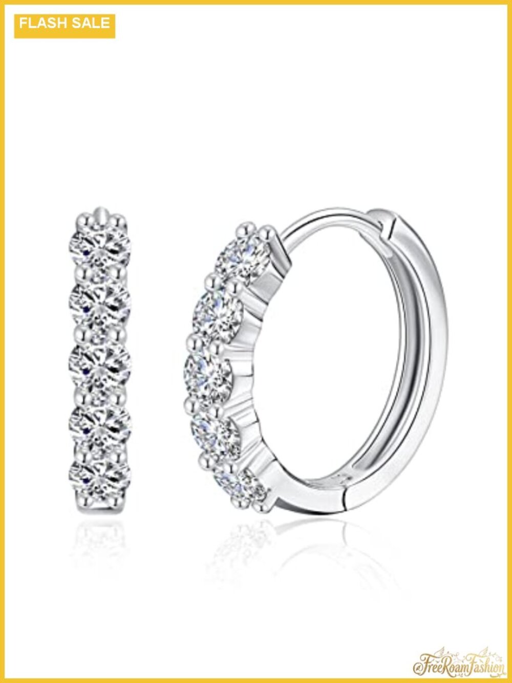 Real Moissanite Huggie Hoop Earrings for Women 18K Gold Plated Sterling Silver